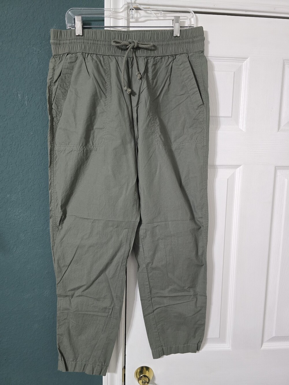 Lou & Grey Womens Olive Green Jogger Pants Med Tapered Loungewear Casual Cotton